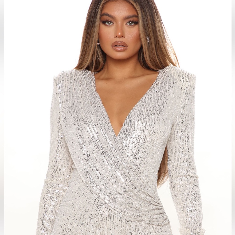 Fashionova Silver Sequin Jumpsuit